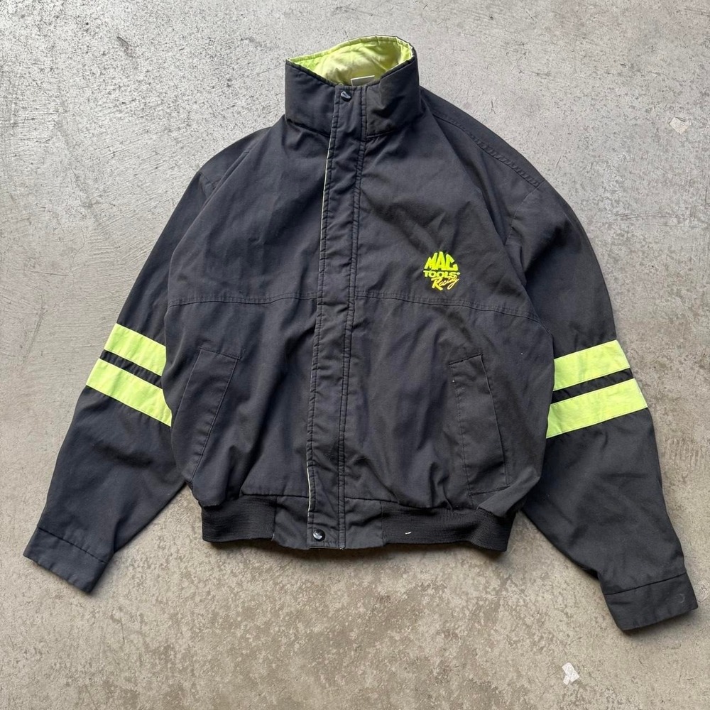 Vintage 90s Women's Mac Tool NASCAR Pinstripe Racing Bomber Zip Up Jacket